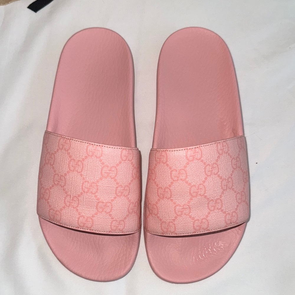 Gucci GG Supreme H2O Slide Sandals with Monogram Design (Authentic)
